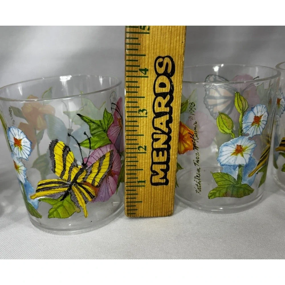1998 KATHLEEN PARR MCKENNA SERVING TRAY, PITCHER, CUPS- FLOWERS‎ BUTTERFLY